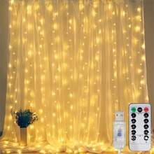 Enchanting LED Curtain Lights, USB Powered, 8 Modes Remote Control, Ideal For Valentine's Day, Christmas, Wedding, Party, Holiday Celebration Decor - USB Curtain Light - View 14