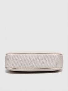 Minimalist Solid Crescent Handbag, Fashionable Baguette Tote, Versatile Shoulder/Underarm Bag, Y2K Babe Bag With Bow Charm, Stylish Crossbody Bag - White - View 5