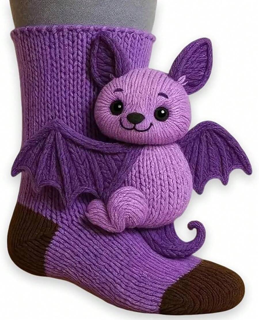 Animal Socks Women Funny Animal Hug Sock Hand Crocheted Warm Socks Long Stocking Stuffers Sock - #06 - 查看 1