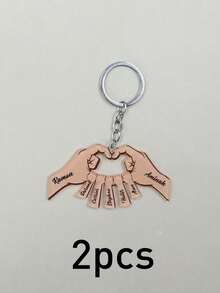 LICVIC 个性化心形多手亚克力钥匙扣，可定制姓名家庭钥匙扣，可爱定制钥匙扣，送给孙辈的圣诞礼物，可定制3-7个名字的包包挂饰，心形图案钥匙扣，女士钥匙扣，送给爸爸的礼物，圣诞礼物，圣诞节，卡通，朋友，家人，妈妈，女孩，儿童