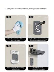 1pc Foldable Clothes Drying Rack With Retractable Rod, Wall-Mounted Invisible Retractable Clothesline For Balcony, Laundry Room, Bathroom, Patio, Apartment, Dorm, Super Sturdy Extendable Clothes Rack