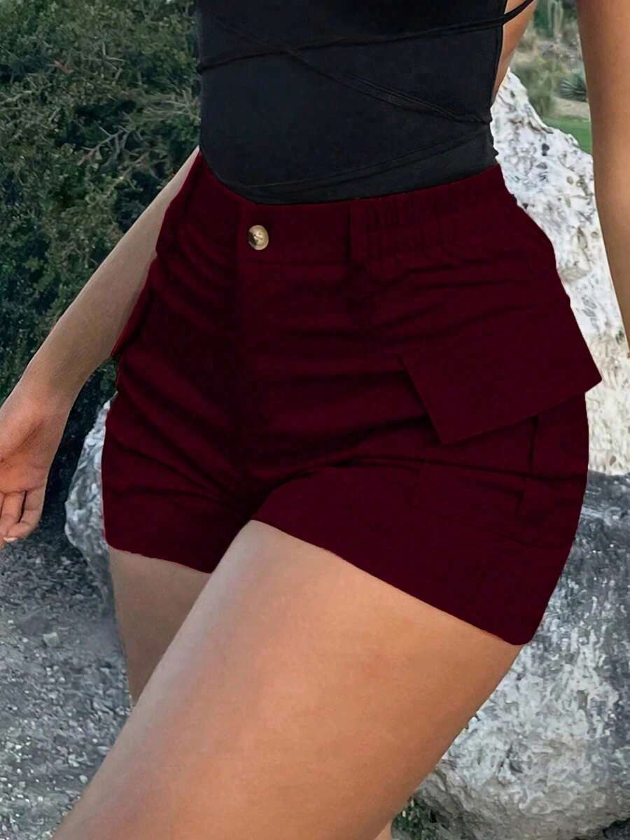 Men's Casual Solid Color Cargo Shorts, Summer