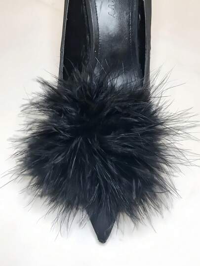 1pc Handmade Feather Round Shoe Clip, Detachable, Accessory For Clothing, Shoes, Hats