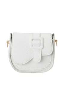 1pc Girls' Solid Color Fashion Mini PU Flap Crossbody Bag, Unique Messenger Bag For Daily Use - White - View 3