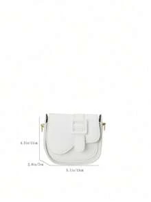 1pc Girls' Solid Color Fashion Mini PU Flap Crossbody Bag, Unique Messenger Bag For Daily Use - White - View 4