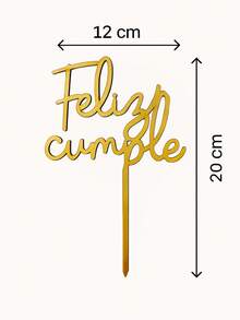 DECORACIÓN TIPO CAKE TOPPER "FELIZ CUMPLE" COLOR DORADO - IDEAL PARA PASTELES, TARTAS, REPOSTERÍA, POSTRES, ARREGLOS FRUTALES Y FLORALES - HECHO EN MADERA MDF DE 3 MM DE GROSOR - MEDIDAS DE 20 X 12 CM - COLOR DORADO - CON LEYENDA "FELIZ CUMPLE" EN TIPOGRAFIA MANUSCRITA - DISEÑO MODERNO, FRESCO Y ELEGANTE - IDEAL PARA PASTELES, TARTAS, CHEESECAKES Y REPOSTERÍA, GELATINAS, POSTRES, BROWNIES, REGALOS Y FLORERÍA - PERFECTO PARA FIESTAS Y CELEBRACIONES DE CUMPLEAÑOS, ANIVERSARIOS, FIESTAS TEMÁTICAS, INFANTILES Y JUVENILES, PARA HOMBRES Y MUJERES - FÁCIL DE COLOCAR, RESISTENTE Y REUTILIZABLE - REALZA TU PASTEL - Dorado - Ver 4