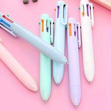 1pc 6-Color Ballpoint Pen, Plastic Retractable Pen, Highlighter Pen For Students, Back To School Supplies, Cute Stationery, Campus Colors, Writing Pen, Quality Student Stationery And School Supplies, Ideal New Year Gift, Lovely Back To School Gift - Multicolor - View 11