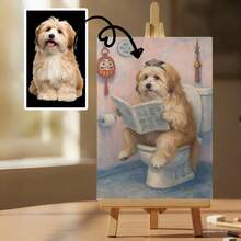 Custom Commemorative Pet Portrait - Personalized Digital Art - Gift For Parents Funny Black Pet Using The Toilet: Humorous Bathroom Wall Art - Multicolor - View 10