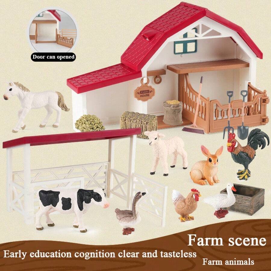 农场牧场动物模型鸡鸭鹅牛马羊套装 儿童玩具，男孩女孩玩具，圣诞节和万圣节节日礼物