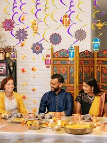 12pcs Ramadan Decorations, Arabian Nights Theme Party Decor, Eid Hanging Spiral Decor, Ceiling Foil Party Decor, Moroccan Princess Birthday Supplies, 1pc/12pcs Set - Multicolor - View 3