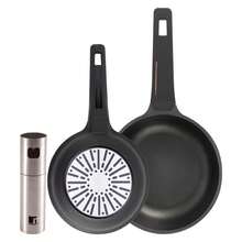 Set di 2 padelle Bergner Ø20Ø24cm in alluminio pressofuso + spruzzatore per olio e aceto Ø4x17,5cm in acciaio inox - Negro 3 - Visualizzare 1