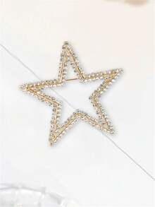 1枚水钻镂空星形胸针，优雅水钻装饰女士百搭配饰别针 - 五角星 - 查看 3