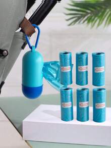 1pc Stroller Trash Bag Holder (1 Holder + 6 Rolls/3 Rolls Plastic Bags) + Portable Plastic Bag Hooks + Large Capacity Leak-Proof Moisture-Proof + Easy Installation Disassembly, Dedicated For Baby Strolling / Maternity Commuting / Outdoor Picnic / Car Storage