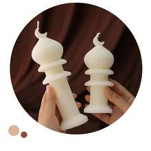 Crescent Moon Spire Architectural Style Candles, Star And Moon Castle Festival Decoration Scented Candles, Ramadan Festival Supplies - White - View 2