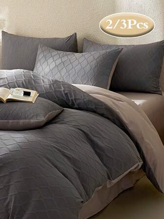 2/3 delar enfärgat påslakanset, bäddset, modern sovrumsinredning med diamantmönster, mjuk och varm, hudvänlig, noppfri, inkluderar påslakan och örngott, passar twin-, full-, queen- och king-size-sängar, maskintvättbar