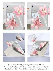 Pink Hibiscus Protective Case, Compatible With IPad Air 4/5 10.9", Compatible With IPad 7/8/9 10.2", Compatible With IPad (A16) 11" (11th Gen, 2025 Model), Built-In Apple Pencil Slot, Also Fits Galaxy Tab A9 11", Tab A9 8.7", Cute Style, Suitable For Back To School, Valentine's Day, New Year And Other Occasions - Multicolor - View 7