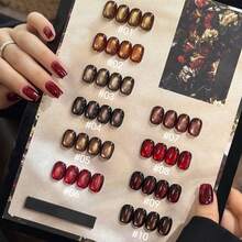 10毫升/瓶 2025秋冬新款热销美白黑色指甲油，含闪粉、黑色水钻、玻璃珠、磁性、水晶猫眼凝胶指甲油，白色指甲油，法式美甲，圣诞美甲 - 彩色 - 查看 15