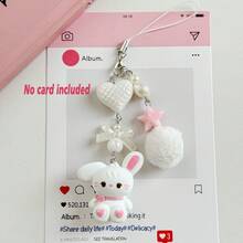 一套可爱兔子钥匙扣，心形CCD相机挂绳，毛球钥匙圈，防丢吊坠 - 彩色 - 查看 9