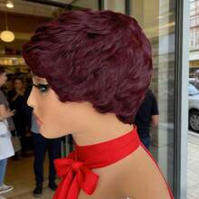 6 Inch Full Machine Made Wig Human Hair 4# 30# 99J Pixie Cut Straight Wigs Human Hair - Multicolor - View 11