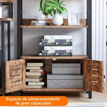 Estantería Con Puertas Con Persianas, Estante De Escalera - Marrón - Ver 3