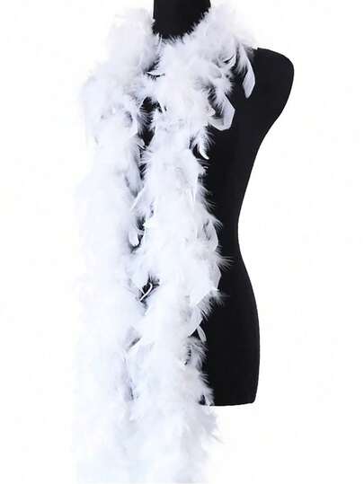 1pc 79-Inch Natural Feather Scarf, Solid Color Shawl, Suitable For Performances, Weddings, Birthday Parties, Christmas, Carnivals, Costume Decoration. Turkey Feathers May Shed Slightly, Formal Occasion Accessory Valentine's Day Costume
