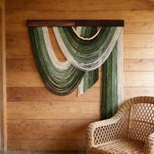 1 chiếc tranh treo tường macrame dệt thủ công phong cách Boho với họa tiết đường lượn sóng, phù hợp cho phòng khách và phòng ngủ, trang trí tối giản, thiết kế hiện đại, chất liệu vải dệt, phụ kiện trang trí. - Nhiều màu - Xem 9