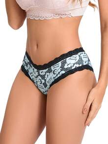 Dircho 8pcs Women's Cute Celestial & Cartoon Pattern Contrast Lace Bikini Panties - Allover Moon/Star/Cartoon Print Silky Soft Comfy Intimates Underwear, Stretch Breathable Elastic Waist Daily Lingerie Set - Multicolor - View 3