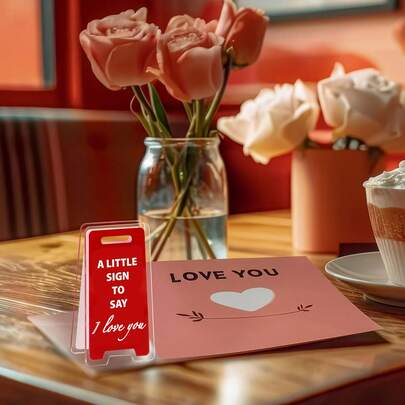 2D Acrylic "I Love You" Funny Desktop Plaque - Perfect Valentine's Day, Birthday Gift For Girlfriend, Boyfriend Or Spouse - Romantic Office Decor Accessory, Desktop Decor, Partner Gift, Hanging Desktop Plaque, Funny Love Plaque, Funny Romantic Design, English Text Decor, Durable Acrylic, Smooth Surface, Romantic Partner, Office Worker, Romantic Occasion, Anniversary, Mother's Day, Father's Day, New Year, Easter, Graduation Assorted Style