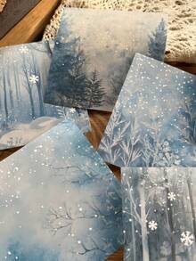 10Pcs Retro Large Size PET Waterproof Winter Snow Theme Stickers Simulated Relief Snowflakes Decoration Adhesive DIY Scrapbooking Diary Album Junk Journaling Stationery Scrapbook Supplies - Multicolor - View 9