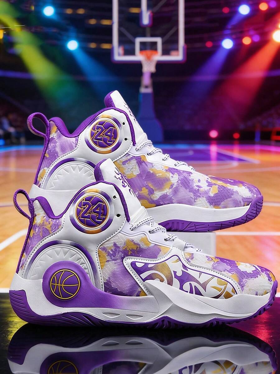 青少年篮球鞋，梦幻篮球鞋，青少年学生休闲运动鞋，篮球鞋，跑步鞋，耐磨防滑鞋底，透气舒适 - 紫色 - 查看 1