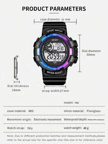Men's Outdoor Sports Watch Set, Gradient Color, Necklace, Bracelet, Ring. Large Dial Digital Display, Stopwatch, Date. Student, Teacher, Christmas Gift. - one-size - View 11