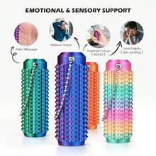 1pc Spiked Keychain, Helps Relieve Anxiety And Bring Positive Feelings; Adult Stress Relief Toy; 3D Printed Breathable Keychain Pendant; 3D Printed Gradient Massage Roller; For Stress Relief; Tactile Sensory Tool With Textured Spikes And Ventilation Holes; Pain Relief Toy; Modular Design Aids Muscle Relaxation And Stress Relief; Perfect Gift For Stress Relief And Sensory Relaxation; Unique Gift For Friends - Many - View 3