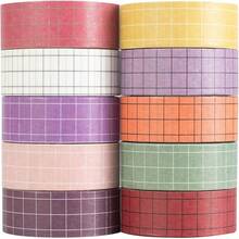 5 Rolls/3 Rolls/1 Roll Grid Pattern Paper Tape Set (White, Peach Pink And Dark Brown) - Writable And Easy To Tear Paper Tapes, Ideal For Scrapbooking, Crafting And Gift Wrapping Decoration. - Multicolor - View 11