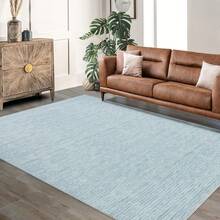Solid Color Minimalist Area Rugs For Living Room, Low Pile Washable Rug, Soft Floor Carpet For Bedroom Home Office Decor - 淺藍色 - 查看 2