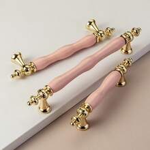 Alças de cerâmica rosa adoráveis e base de liga de zinco - Estilo vintage, perfeito para gavetas de penteadeira, guarda-roupas e armários antigos - Ideal para decoração de casa, alças de armário, alças de porta - Multicolorido - Visão 3
