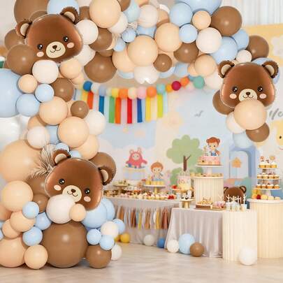 65pcs/89pcs/139pcs Bear Themed Balloons Decoration, Suitable For Birthday Party, Valentine's Day Party, Wedding Party, Anniversary Party, Theme Party, Baby Shower Party