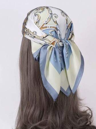 Women's Cashew Bandana Print Silk Scarf, Silky Fabric Headscarf, Neck Scarf Decoration, Suitable For Daily Wear