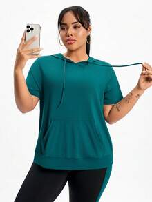 Bộ đồ thể thao mùa hè dành cho nữ cỡ lớn, gồm áo hoodie và quần dài. - Màu xanh ngọc - Xem 6