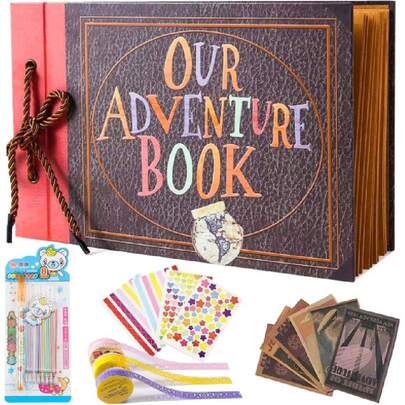 Álbum de Fotos de Librero de 80 Páginas Hecho a Mano de Bricolaje Expandible, Album de Recortes Creativo DIY, Libro de Recuerdos de Viajes con Pegatinas, Marcadores, Cinta y Caja de Regalo,36710611