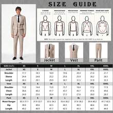 Mens 3 Pieces Suit Set Plaid Slim Fit  Checked Casual Tuxedo Formal Suits For Men Wedding Business Party Blazer Vest Pant - Màu Đỏ Sâu - Xem 5