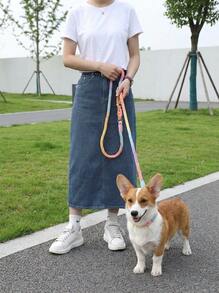 PETSIN 多功能繩式狗牽引繩7英尺，可調節雙旋轉勾，小型中型和大型犬隻，可用於奔跑，遠足，露營和散步，顏色為彩色馬卡龍 - 彩色 - 查看 5