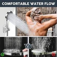 Shower Head With Handheld Combo,10 Inch Large Rectangular Rain Shower Head With 3 Modes Handheld Spray Combo, Adjustable Double Shower Heads With Holder And 11'' Extension Arm, Chrome - 鉻合金 - 查看 7