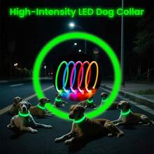 USB Rechargeable LED Dog Collar - Adjustable Pet Collar With 3 Lighting Modes And 360-Degree All-Round Safety Lighting, Suitable For Small/Medium/Large Dogs. Made Of Customizable TPU Material, Designed For Night Walking, Running And Hunting, Making Your Beloved Dog More Noticeable At Night. - Multicolor - View 4