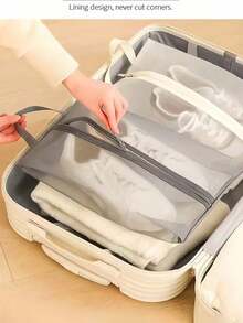 Túi đựng giày lưới thoáng khí có thể gấp gọn - Thiết kế trong suốt, túi đựng giày dung tích lớn bằng polyester, phù hợp cho phòng tập thể dục, du lịch, bãi biển và đựng mỹ phẩm/đồ dùng vệ sinh cá nhân - Màu be/đen, túi đựng giày có dây rút, túi che giày chống bụi di động dành cho nam và nữ, đồ dùng cần thiết khi đi du lịch, đồ dùng cần thiết khi đi nghỉ mát. - Nhiều màu - Xem 6