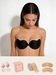 New Invisible Push-Up Bra, Backless Strapless Seamless Front Closure Bra, Women Silicone Self-Adhesive Material, Beach Essential, Beach Accessories, Pool Floats, Beach Essentials - Skin Color Bra Patch - View 9