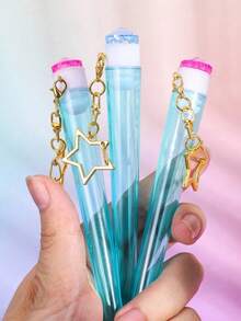 3pcs Rhinestone Decorated Star Shaped Cone Storage Tubes, Waterproof&Portable Tubes With Top Lids&Star Keychain, King Size(115mm) Colorful Cone Tubes, Moisture-Proof And Shatter-Proof Sealed Container, Suitable For Cigars And Other Items, For SmokersGift For Besties, Friends, Smokers - Màu xanh nhạt - Xem 4
