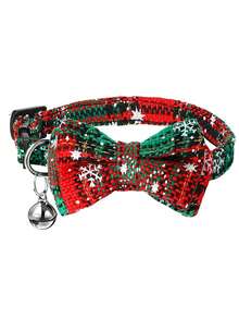 猫狗项圈，可拆卸蝴蝶结宠物项圈，雪花蝴蝶结狗项圈，可爱猫项圈，可调节狗胸带，适合猫狗日常佩戴