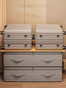 1pc Comforter, Blanket, Bedsheet, Clothing, Plush Doll Storage Bag, Drawer Organizer Bag, Gray Striped Under-Bed Storage Bag, Wardrobe Organizer Bag, Upgraded Thick Fabric, Spacious & Comfortable Handle, Suitable For Home, Bed, Warehouse Storage - Cation - View 4