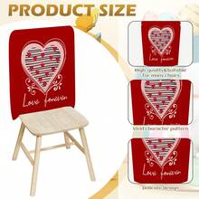 2PCS/4PCS Valentine's Day Red And Gold Heart-Striped Linen Chair Covers, Removable And Easy To Clean, Suitable For Protecting Home Dining Chairs And Decorating Outdoor Parties - Multicolor - View 8