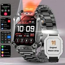 KENPANG GUHUAVMI Smartwatch da 2,01" per uomo, per sport all'aperto, batteria super grande da 1400mAh, torcia LED, torcia SOS, oltre 100 modalità sportive, contapassi, distanza, consumo di calorie, tracker fitness, chiamate Bluetooth, assistente vocale, promemoria, impermeabile IP68, adatto per iOS e Android, regalo ideale per Natale e San Valentino - Multicolore - Visualizzare 18